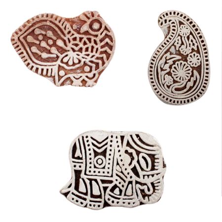 Set of 3 Piece New Mix Wooden Printing Block